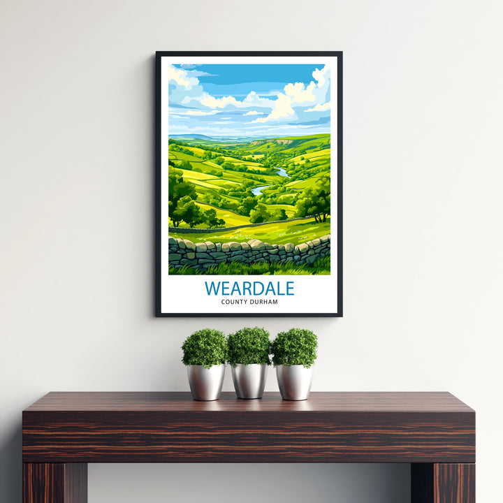 Weardale Travel Poster UK Landscape Art Weardale Poster Scenic Weardale
