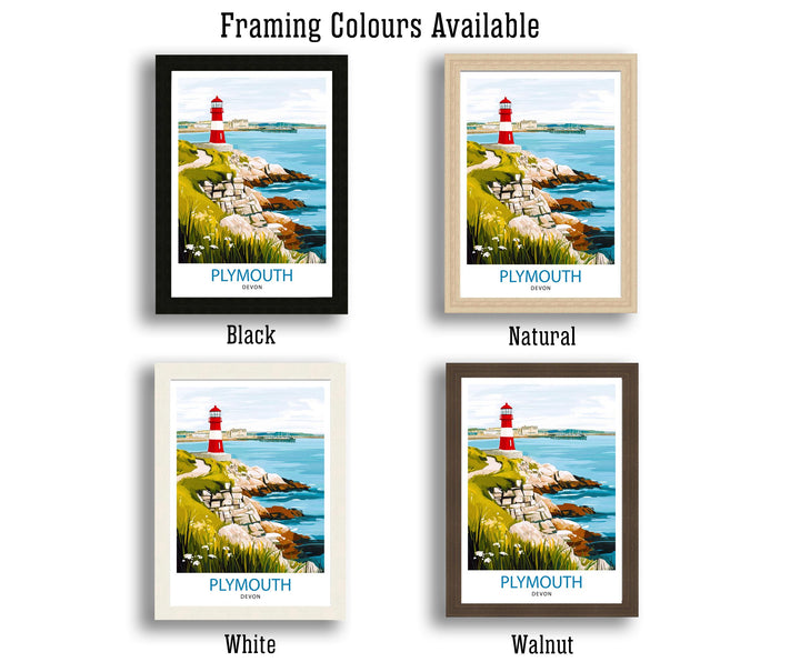 Plymouth UK Travel Poster Coastal Art Plymouth Poster Scenic British Town Poster Plymouth Waterfront Decor