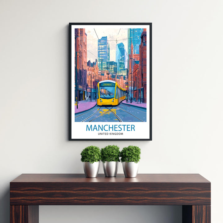 Manchester Travel Poster UK City Art Manchester Poster Scenic Urban Poster Manchester Skyline Decor