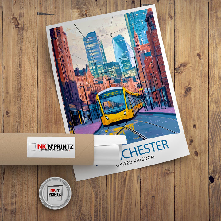 Manchester Travel Poster UK City Art Manchester Poster Scenic Urban Poster Manchester Skyline Decor