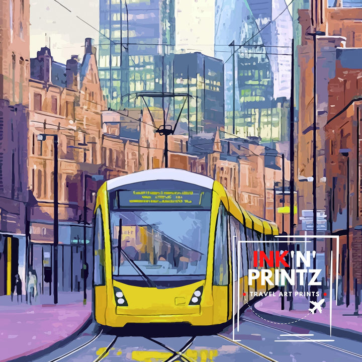 Manchester Travel Poster UK City Art Manchester Poster Scenic Urban Poster Manchester Skyline Decor