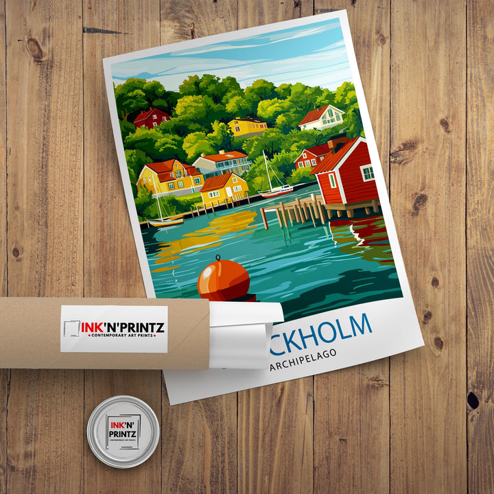 Stockholm Archipelago Travel Poster Sweden Archipelago Art Stockholm Poster Scenic Archipelago Decor Swedish Nature Art