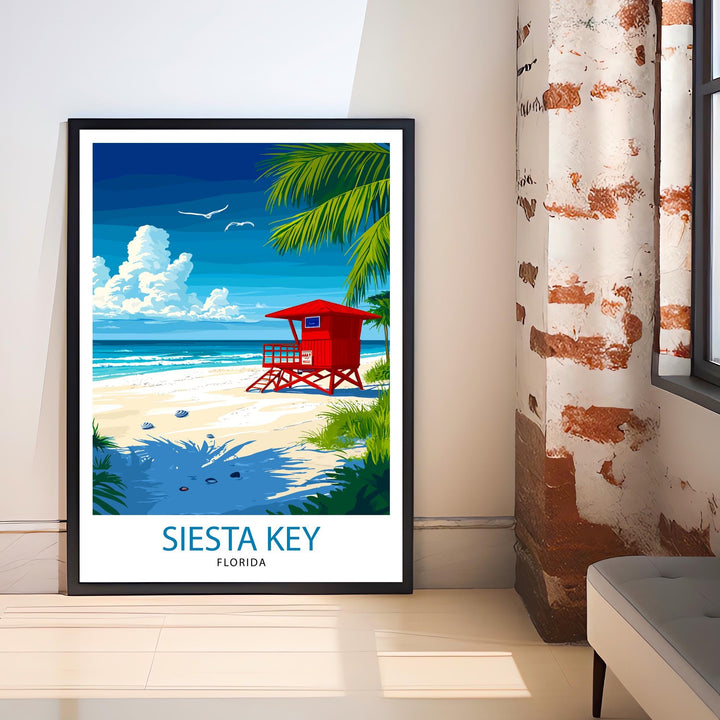 Siesta Key Travel Poster – Scenic Florida Beach Art & Tropical Wall Decor