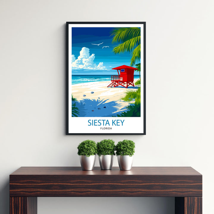 Siesta Key Travel Poster – Scenic Florida Beach Art & Tropical Wall Decor
