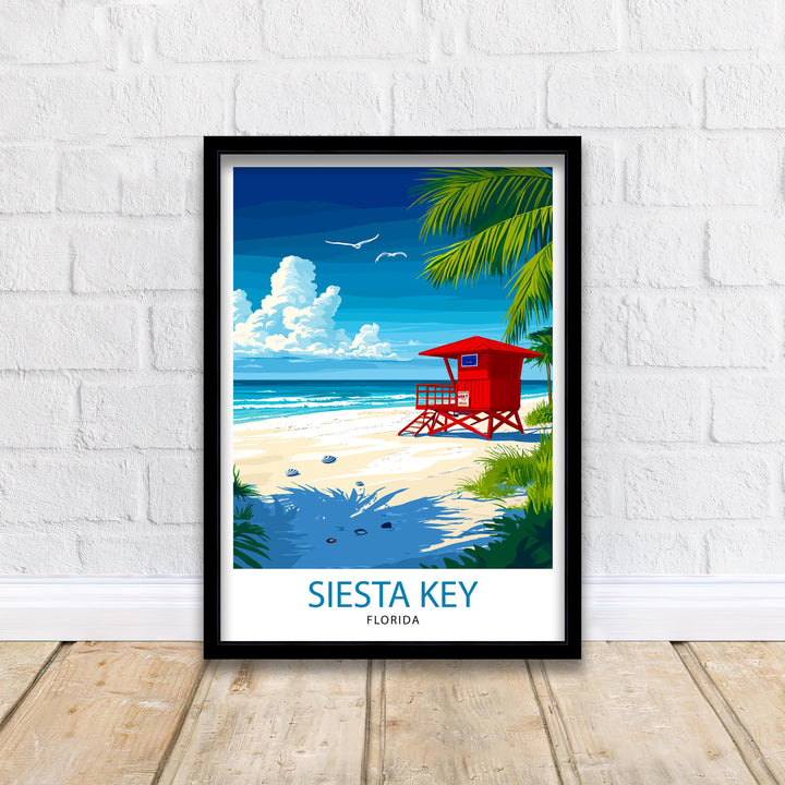 Siesta Key Travel Poster – Scenic Florida Beach Art & Tropical Wall Decor