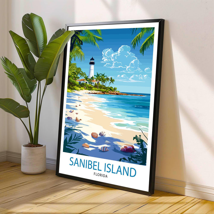 Sanibel Island Travel Poster Florida Beach Art Sanibel Poster Scenic Island Poster Tropical Travel Decor Sanibel Island Wall Art