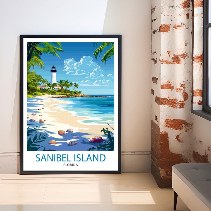 Sanibel Island Travel Poster Florida Beach Art Sanibel Poster Scenic Island Poster Tropical Travel Decor Sanibel Island Wall Art