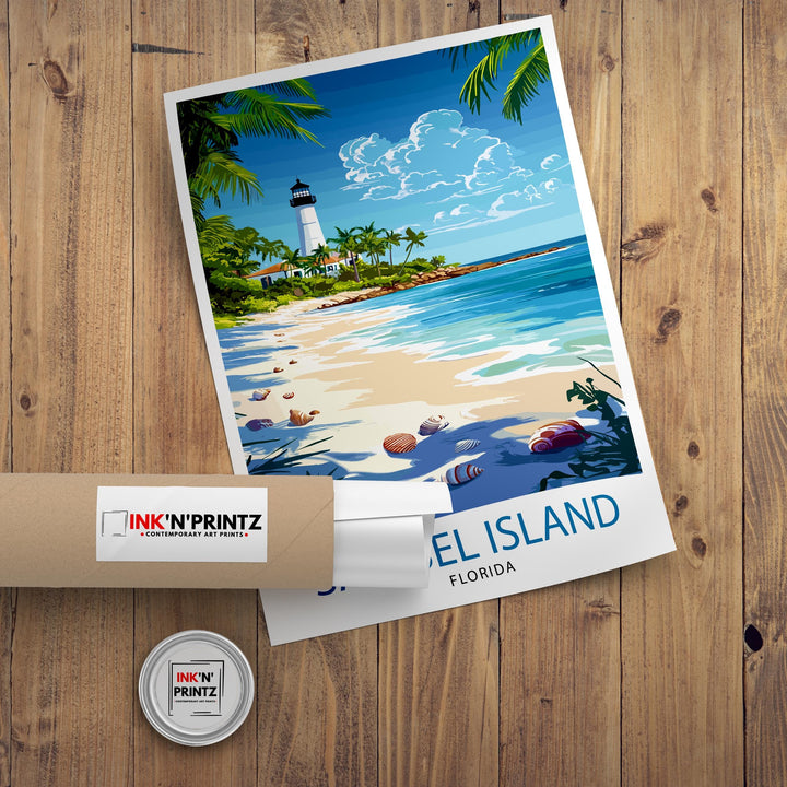 Sanibel Island Travel Poster Florida Beach Art Sanibel Poster Scenic Island Poster Tropical Travel Decor Sanibel Island Wall Art