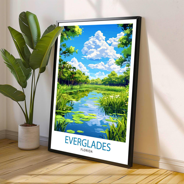 Everglades Florida Travel Poster Everglades National Park Art Scenic Florida Poster Everglades Wildlife Decor Tropical Nature Art
