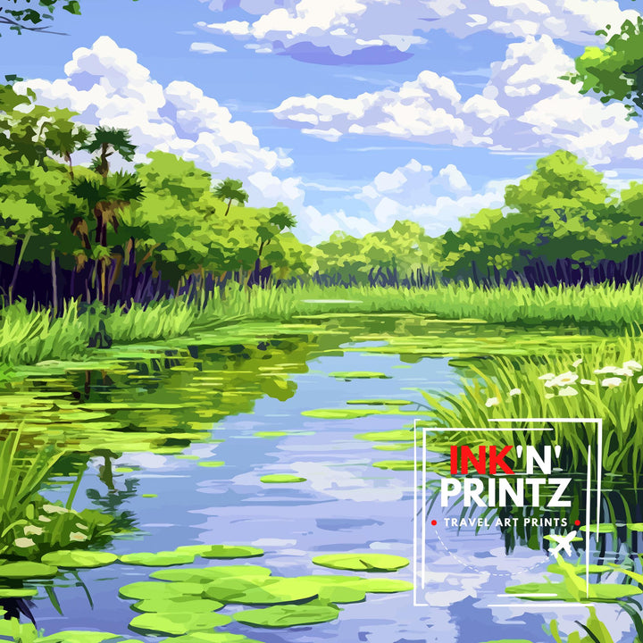 Everglades Florida Travel Poster Everglades National Park Art Scenic Florida Poster Everglades Wildlife Decor Tropical Nature Art