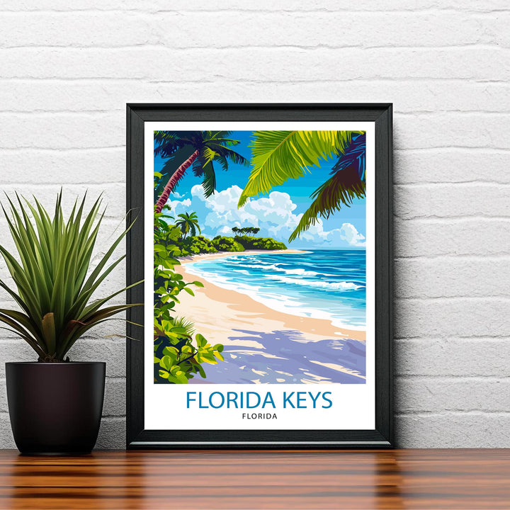 Florida Keys Travel Poster Florida Beach Art Keys Poster Scenic Island Poster Tropical Travel Decor Florida Keys Wall Art