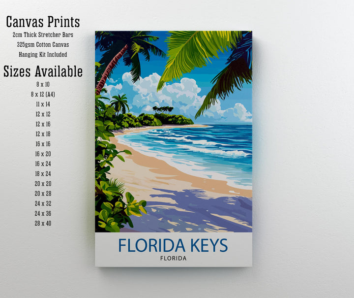 Florida Keys Travel Poster Florida Beach Art Keys Poster Scenic Island Poster Tropical Travel Decor Florida Keys Wall Art