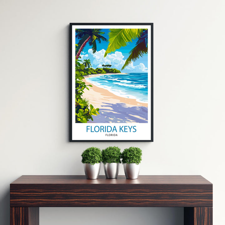 Florida Keys Travel Poster Florida Beach Art Keys Poster Scenic Island Poster Tropical Travel Decor Florida Keys Wall Art