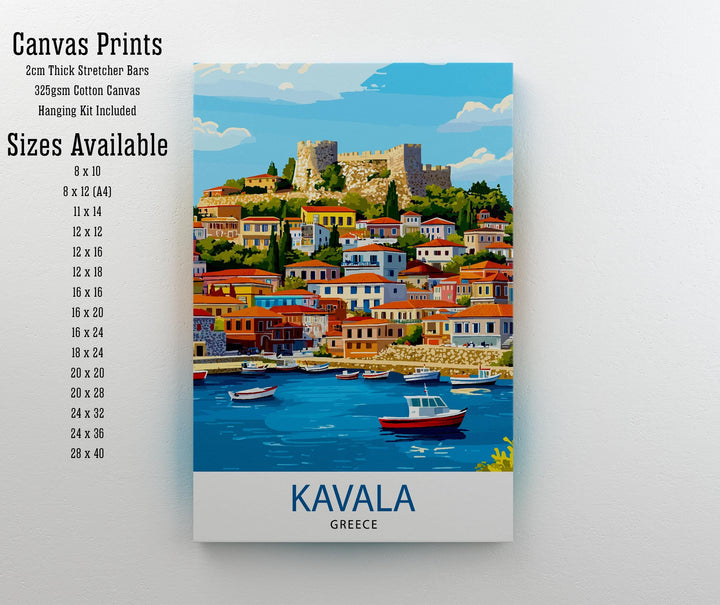 Kavala Greece Travel Poster Greek City Art Kavala Poster Scenic Greece Poster Kavala Wall Art Greek Travel Decor