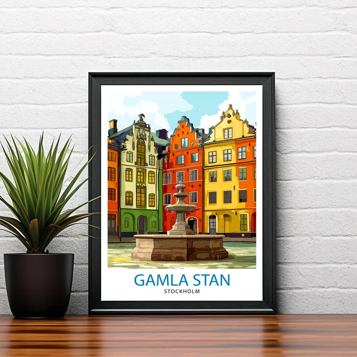 Gamla Stan Stockholm Travel Poster Swedish City Art Gamla Stan Poster Scenic Stockholm Poster Stockholm