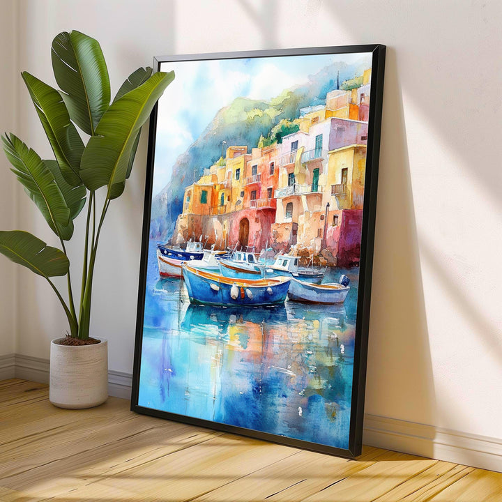 Capri Italy Watercolor Painting Italian Island Art Capri Poster Scenic Coastal Watercolor Italy Landscape Capri Beach Decor