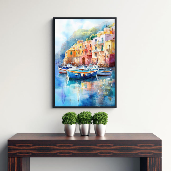 Capri Italy Watercolor Painting Italian Island Art Capri Poster Scenic Coastal Watercolor Italy Landscape Capri Beach Decor