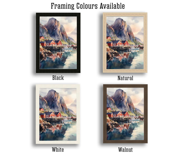 Lofoten Islands Watercolor Painting Norway Landscape Art Lofoten Poster Scenic Norway Watercolor Coastal Decor