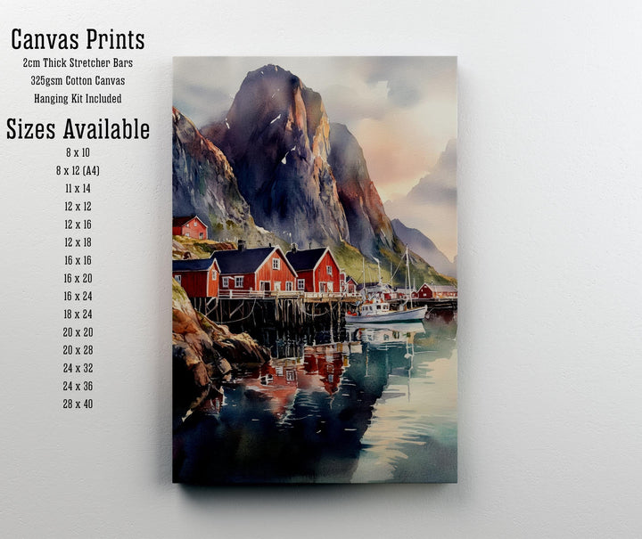 Lofoten Islands Watercolor Painting Norway Landscape Art Lofoten Poster Scenic Norway Watercolor Coastal Decor