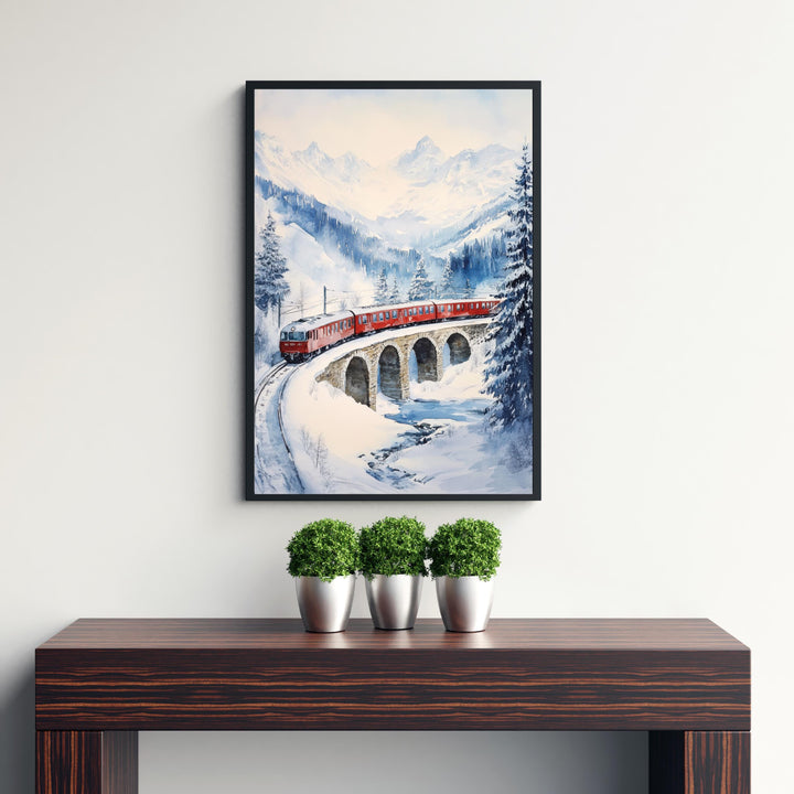 Glacier Express Watercolor Painting Swiss Train Art Glacier Express Poster Scenic Train Journey Watercolor Swiss Landscape Decor