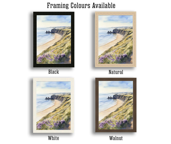 Gower Peninsula Watercolor Painting Wales Landscape Art Gower Poster Scenic Welsh Coast Watercolor Wall Art