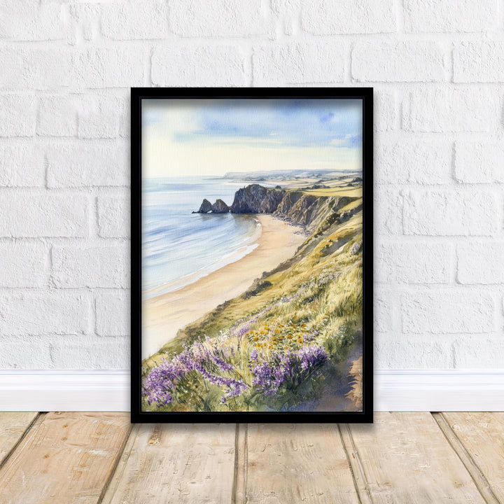 Gower Peninsula Watercolor Painting Wales Landscape Art Gower Poster Scenic Welsh Coast Watercolor Wall Art