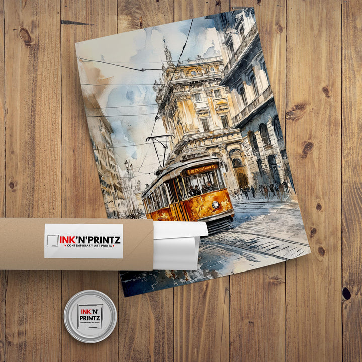 Milan Watercolor Painting Italian City Art Milan Skyline Poster Watercolor Landscape Milan