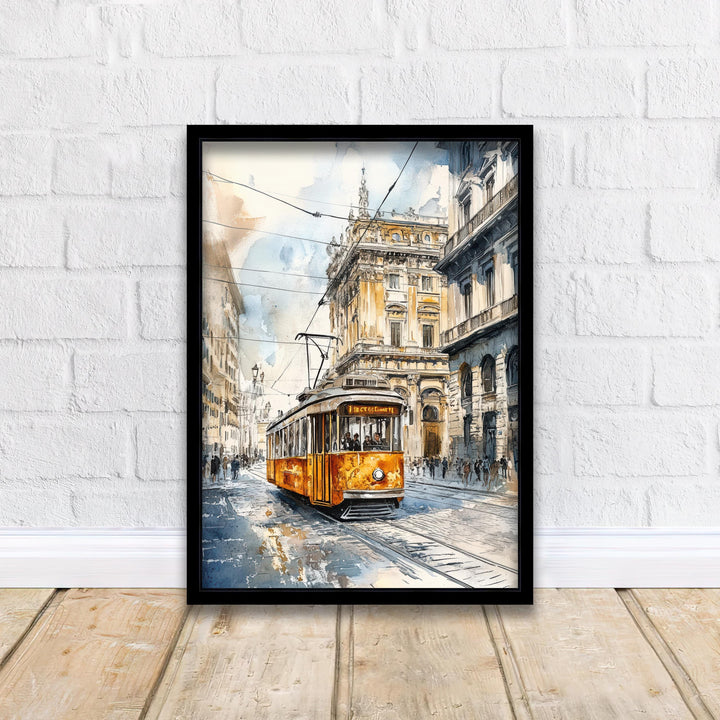 Milan Watercolor Painting Italian City Art Milan Skyline Poster Watercolor Landscape Milan