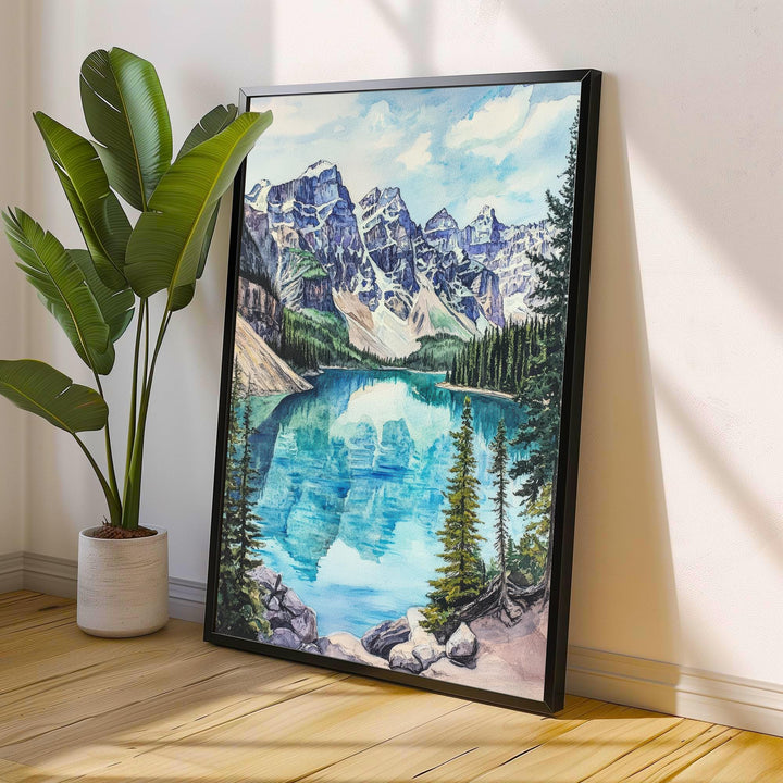 Banff Watercolor Painting Canadian Landscape Art Banff Poster Scenic Mountain Art Watercolor Nature Decor