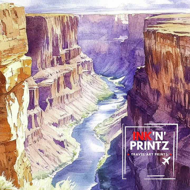 Grand Canyon Watercolor Painting Canyon Landscape Art Grand Canyon Poster Scenic Watercolor Nature Art Desert Decor