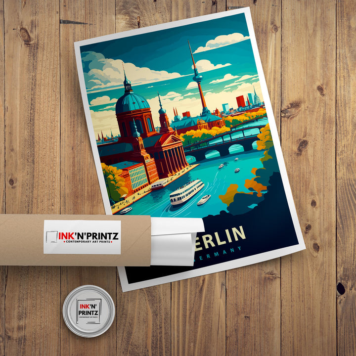 Berlin Germany Travel Poster Berlin City Art Berlin Skyline Print Scenic Germany Poster Berlin Wall Art