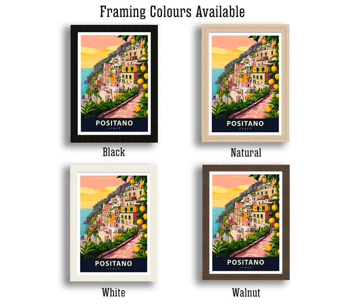 Positano Italy Travel Poster Amalfi Coast Art Positano Print Scenic Italian Village Poster Positano Beach Decor