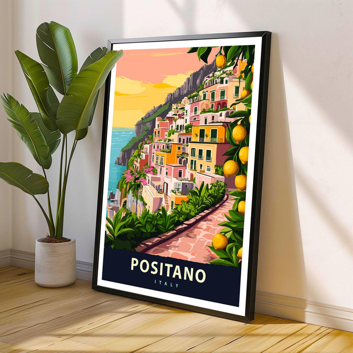 Positano Italy Travel Poster Amalfi Coast Art Positano Print Scenic Italian Village Poster Positano Beach Decor