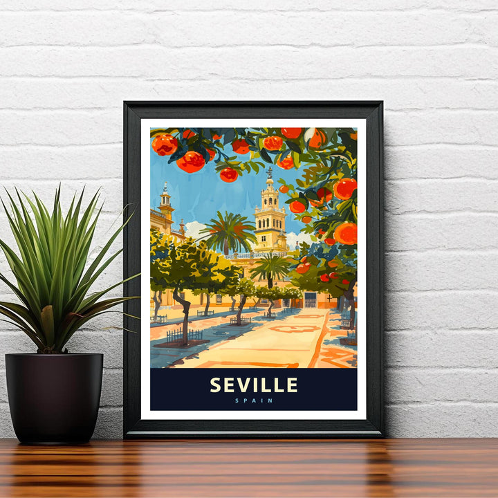 Seville Spain Travel Poster Spanish City Art Seville Print Scenic Spain Poster Seville Architecture Decor