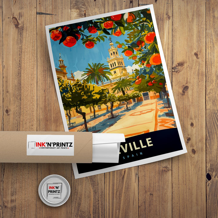 Seville Spain Travel Poster Spanish City Art Seville Print Scenic Spain Poster Seville Architecture Decor