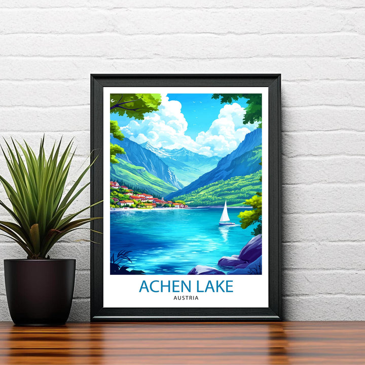 Achen Lake Travel Poster Austria Landscape Art Achen See Poster Scenic Austrian Lake Poster Nature Travel Decor