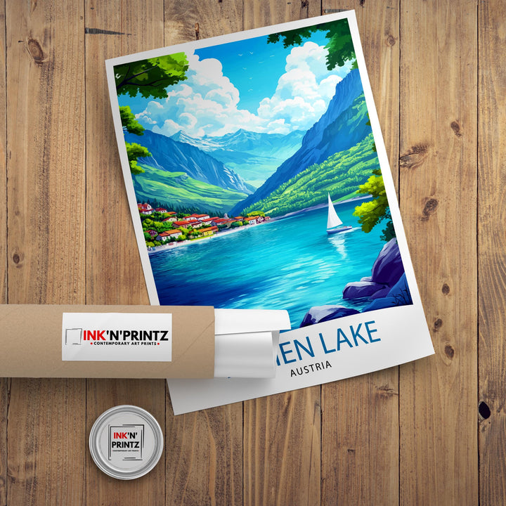 Achen Lake Travel Poster Austria Landscape Art Achen See Poster Scenic Austrian Lake Poster Nature Travel Decor