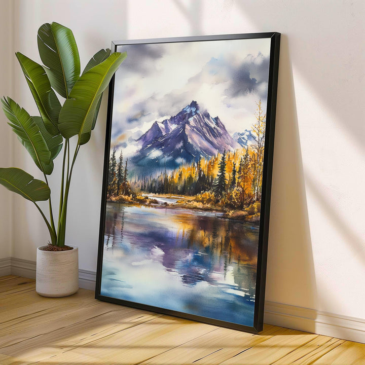 Alaska Watercolor Poster Alaskan Landscape Art Alaska Nature Poster Watercolor Mountain Art Scenic Alaska Decor