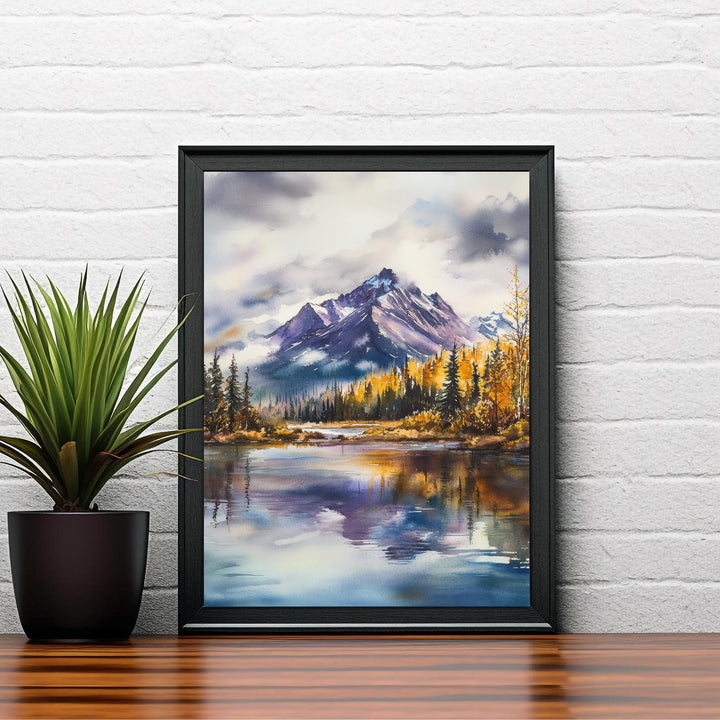 Alaska Watercolor Poster Alaskan Landscape Art Alaska Nature Poster Watercolor Mountain Art Scenic Alaska Decor