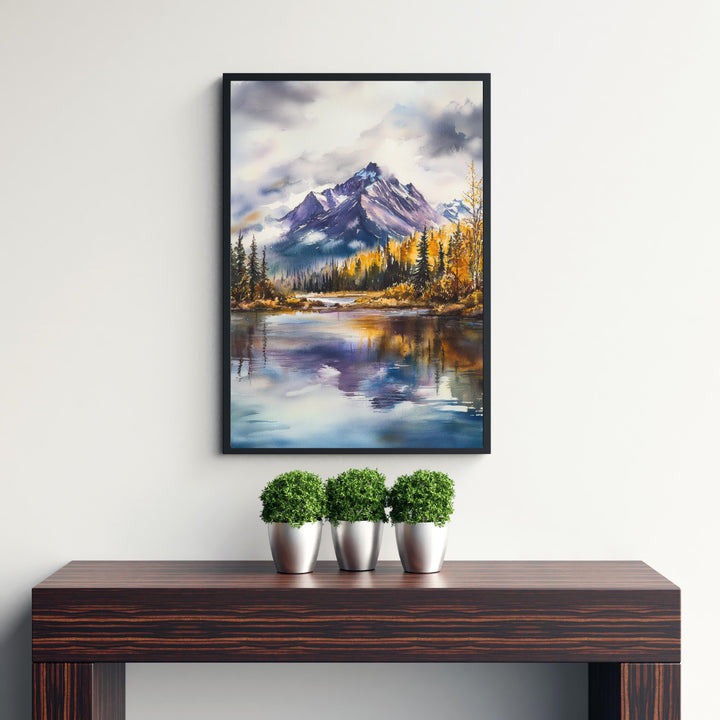 Alaska Watercolor Poster Alaskan Landscape Art Alaska Nature Poster Watercolor Mountain Art Scenic Alaska Decor