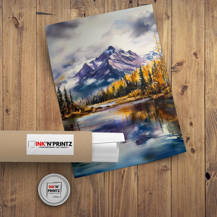 Alaska Watercolor Poster Alaskan Landscape Art Alaska Nature Poster Watercolor Mountain Art Scenic Alaska Decor