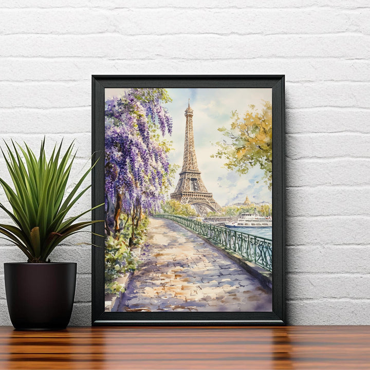 Paris Watercolor Painting Eiffel Tower Art Paris Print Scenic Watercolor Parisian Decor France Watercolor Art