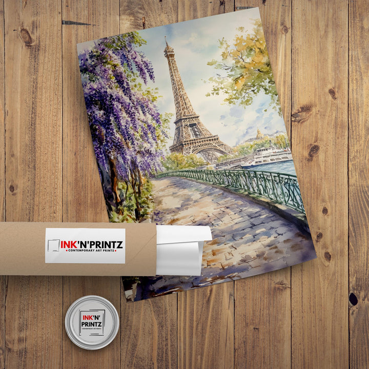 Paris Watercolor Painting Eiffel Tower Art Paris Print Scenic Watercolor Parisian Decor France Watercolor Art