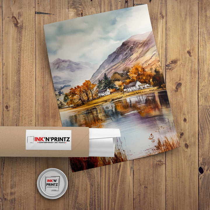 Lake District Watercolor Travel Print Wall Decor Wall Art Lake District Landscape Wall Hanging Home Décor British Countryside Gift Art