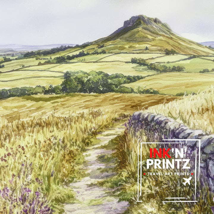 Roseberry Topping Watercolor Painting North Yorkshire Art Roseberry Topping Print Scenic UK Landscape Decor