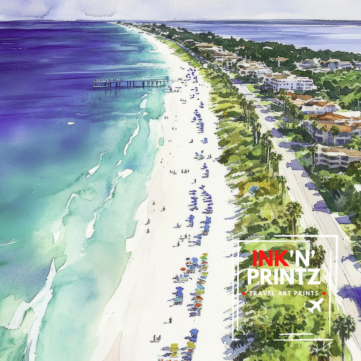 Anna Maria Island Watercolor Painting Florida Beach Art Anna Maria Poster Coastal Decor Scenic Island Art