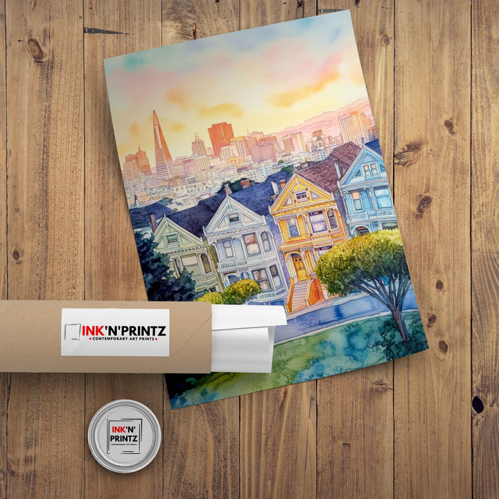 San Francisco Watercolor Painting Art San Francisco Poster Watercolor Cityscape Scenic SF Decor