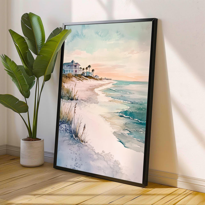 Gulf Shores Watercolor Painting Alabama Beach Art Gulf Shores Poster Watercolor Seascape Beach Decor Scenic Gulf Coast Art
