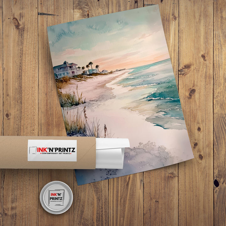 Gulf Shores Watercolor Painting Alabama Beach Art Gulf Shores Poster Watercolor Seascape Beach Decor Scenic Gulf Coast Art