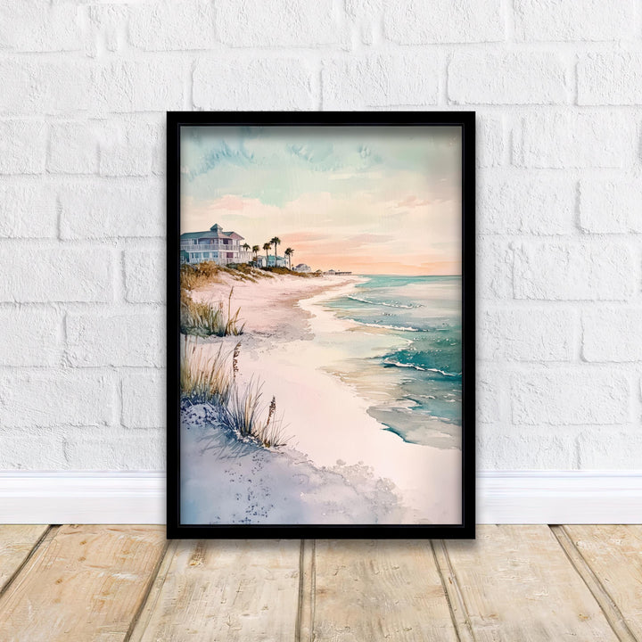 Gulf Shores Watercolor Painting Alabama Beach Art Gulf Shores Poster Watercolor Seascape Beach Decor Scenic Gulf Coast Art